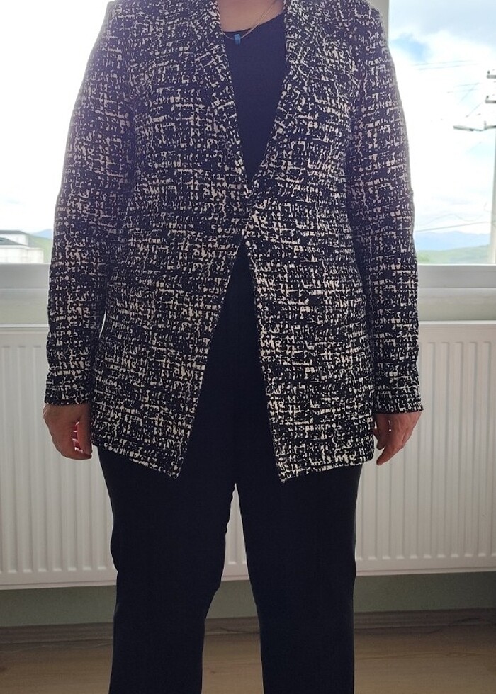 Siyah Beyaz blazer ceket  - Görsel 2