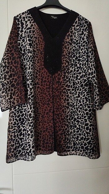 Leopar desenli tül gömlek - Görsel 6