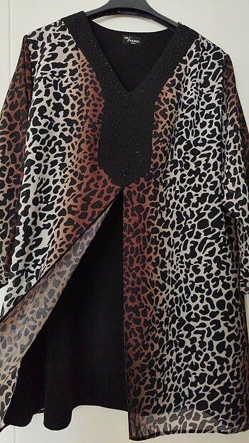 Leopar desenli tül gömlek - Görsel 7