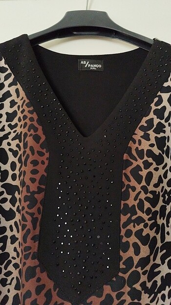 Leopar desenli tül gömlek - Görsel 8