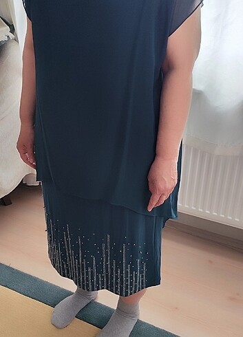 Zümrüt yeşili taşlı abiye  - Görsel 5