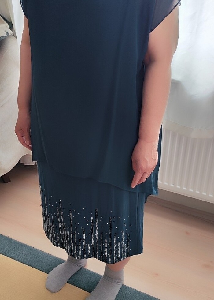 Zümrüt yeşili taşlı abiye  - Görsel 5