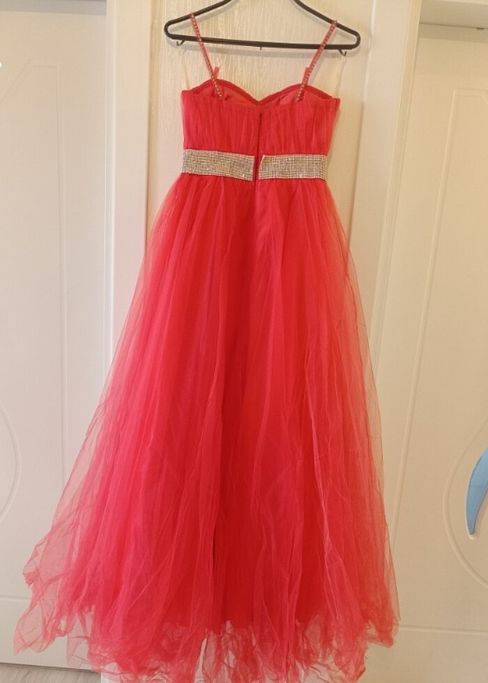 Prenses model nar çiçeği gece elbisesi  - Görsel 2