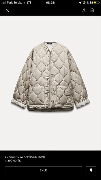 zara kapitone mont