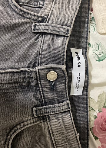 Bershka Gri Bol Kesim jean