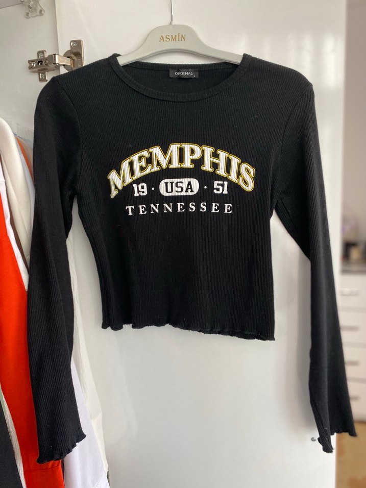 Kadın Siyah Baskılı Uzun Kollu Tişört - Görsel 3