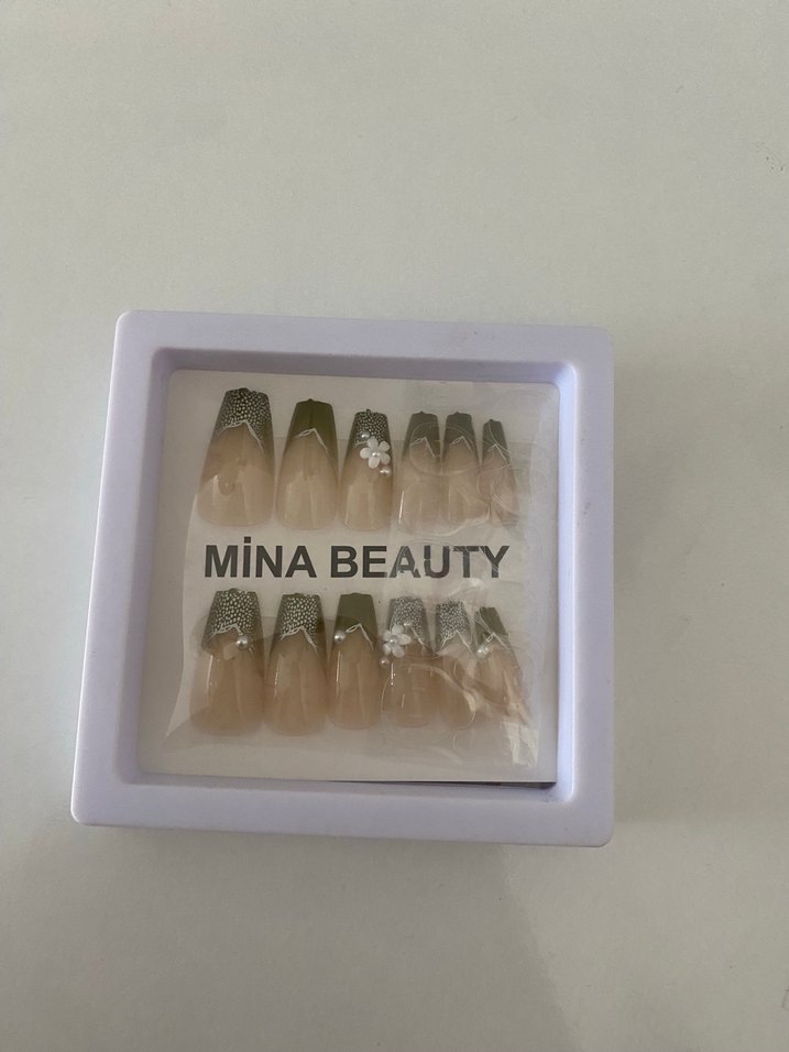 Bej ve Gri Fransız Tırnak Süsü Seti - Görsel 3