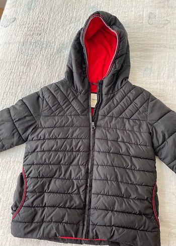 Erkek Çocuk Gri Fermuarlı Kapüşonlu Mont - Görsel 2