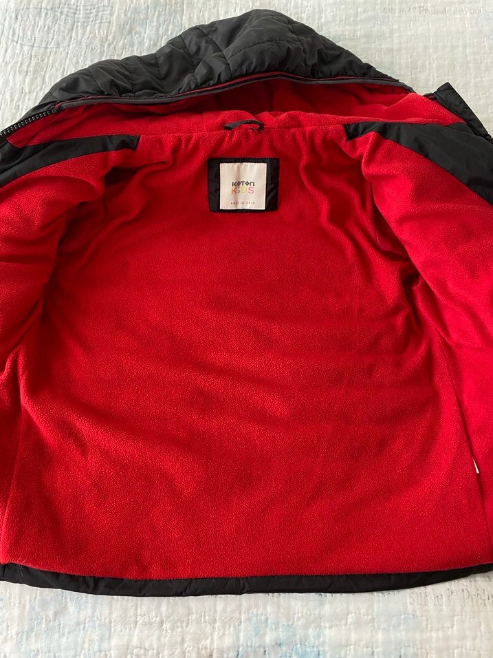 Erkek Çocuk Gri Fermuarlı Kapüşonlu Mont - Görsel 5