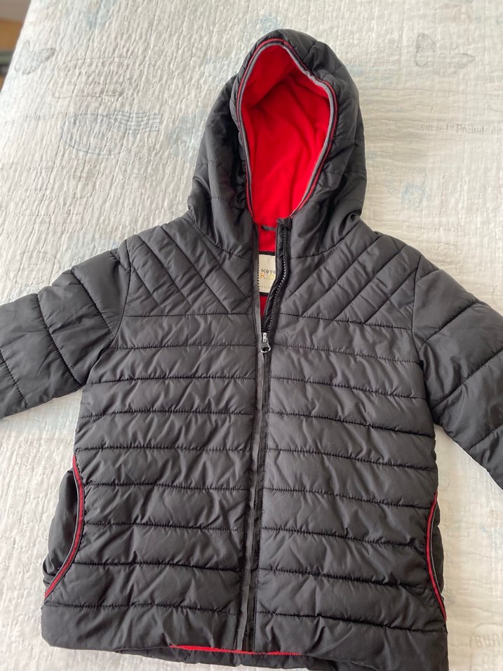 Erkek Çocuk Gri Fermuarlı Kapüşonlu Mont - Görsel 2