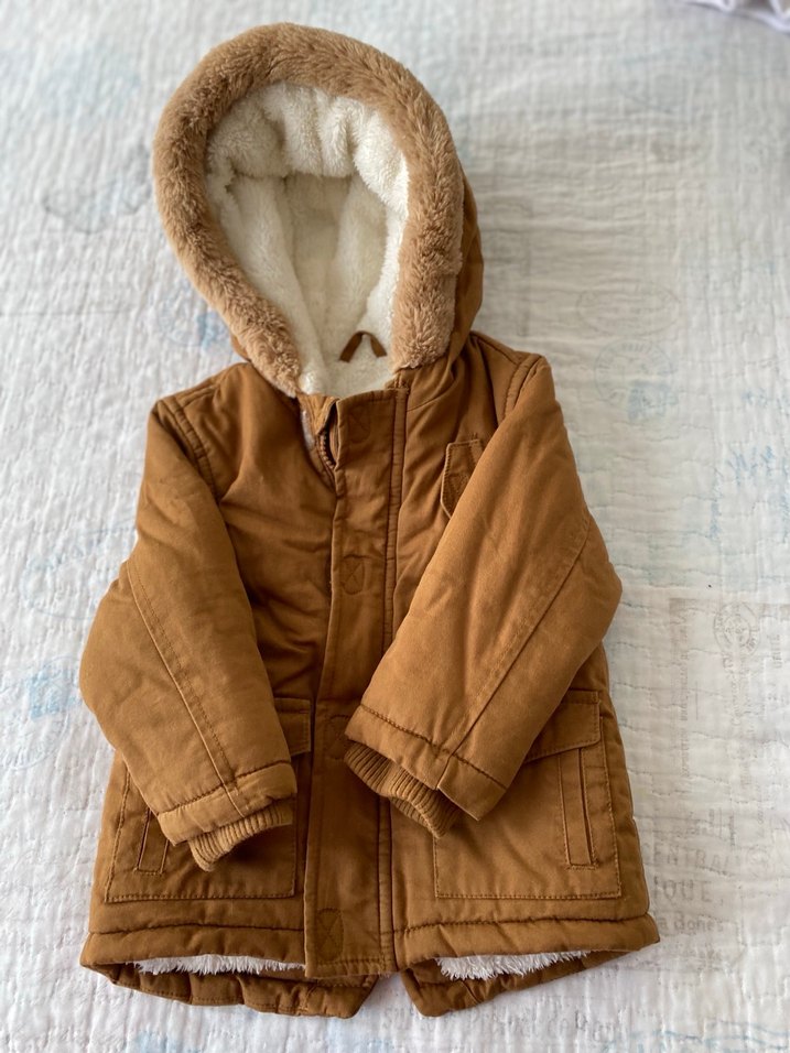 Kürklü Kapüşonlu Erkek Çocuk Kahverengi Mont - Görsel 2