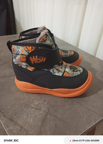 Turuncu Baskılı Erkek Çocuk Botu Velcro - Görsel 4