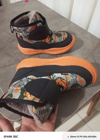 Turuncu Baskılı Erkek Çocuk Botu Velcro - Görsel 5