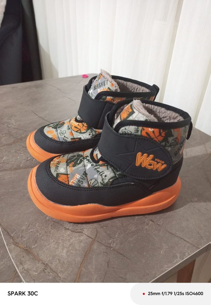 Turuncu Baskılı Erkek Çocuk Botu Velcro - Görsel 2