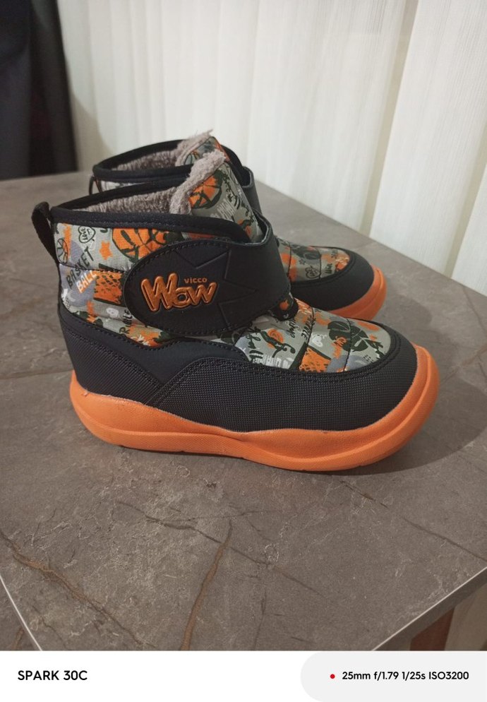 Turuncu Baskılı Erkek Çocuk Botu Velcro - Görsel 4