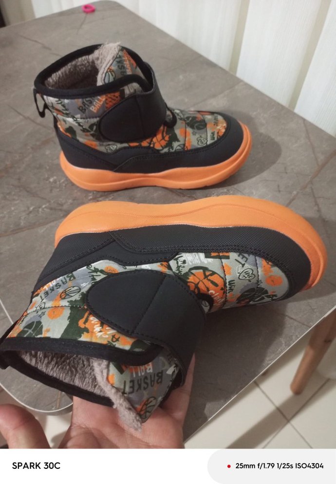 Turuncu Baskılı Erkek Çocuk Botu Velcro - Görsel 5