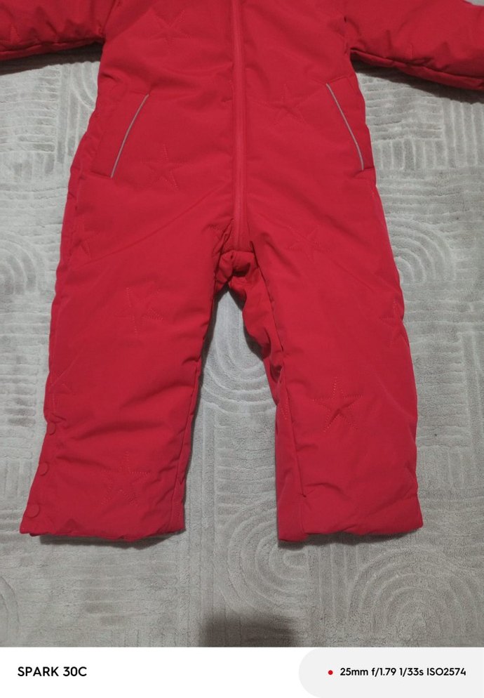 Kız Bebek Kırmızı Fermuarlı Kar Tulumu - Görsel 2