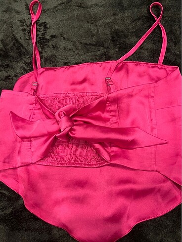 s Beden Stradivarius saten pembe üst bandana model