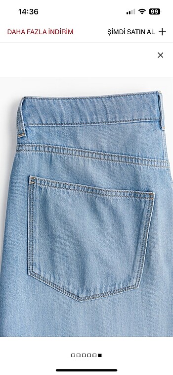 36 Beden mavi Renk H&M Baggy Low Waist Jean