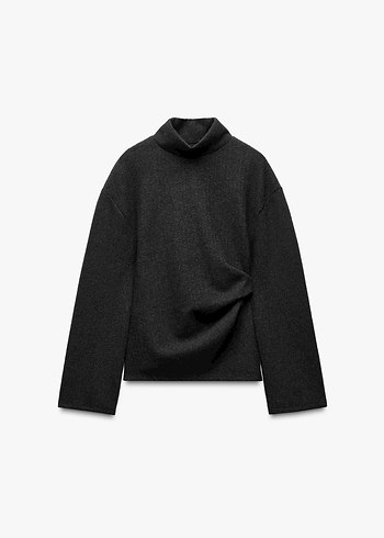 Zara Yumuşak Pilili Gri Top