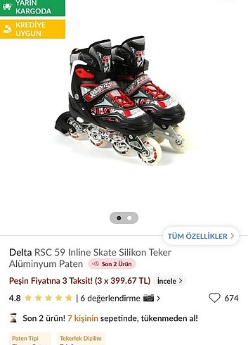 Delta inline paten siyah-beyaz 