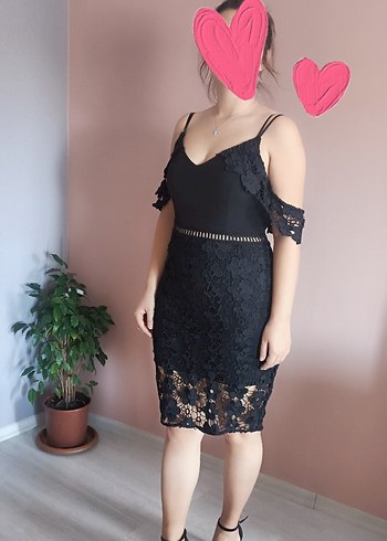 Koton Siyah Dantel Mini Straplez Kadın Elbise