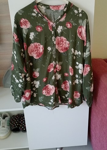 Koton Kids Yeşil Çiçek Baskılı Bohem Uzun Kollu Kadın Gömlek