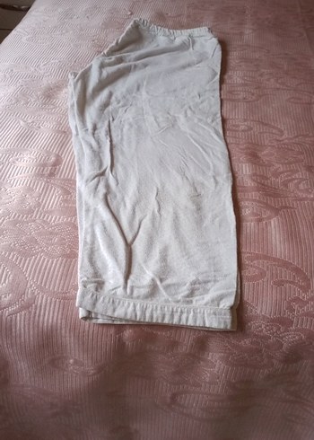 Beyaz Rahat Kesim Keten Kadın Pijama - Görsel 3