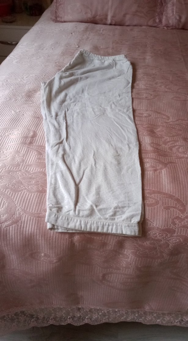 Beyaz Rahat Kesim Keten Kadın Pijama - Görsel 3