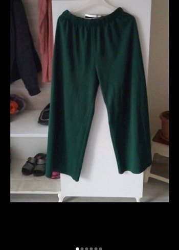 Kadın Haki Rahat Kesim Midi Kumaş Pantolon - Görsel 2