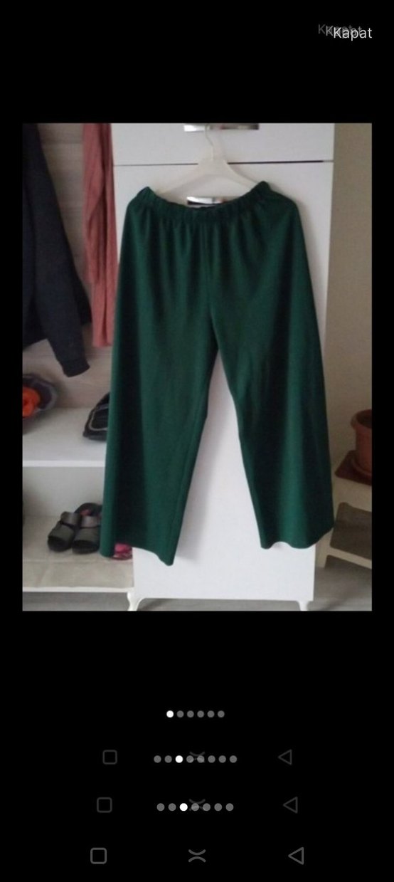 Kadın Haki Rahat Kesim Midi Kumaş Pantolon - Görsel 2