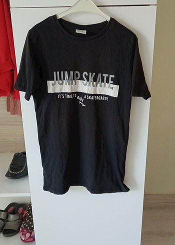 13-14 Yaş Beden Siyah Baskılı Erkek Çocuk Tişörtü