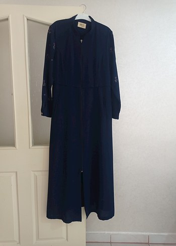 Nakışlı, Fermuarlı, Uzun Kollu Lacivert ferace - Görsel 2