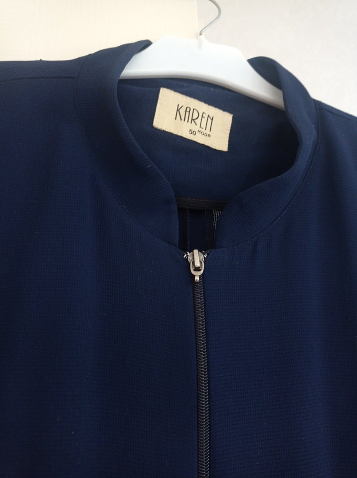 Nakışlı, Fermuarlı, Uzun Kollu Lacivert ferace - Görsel 3