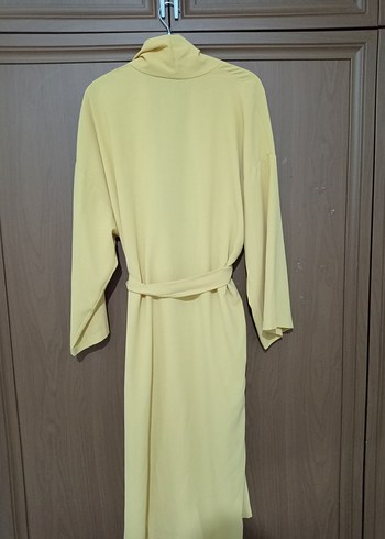 Sarı Uzun Rahat Kesim Kadın Sabahlık - Görsel 5