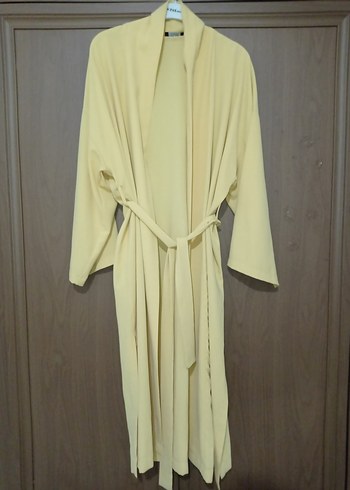 Sarı Uzun Rahat Kesim Kadın Sabahlık - Görsel 2