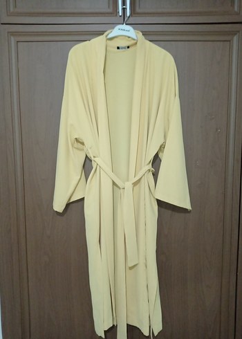 Sarı Uzun Rahat Kesim Kadın Sabahlık - Görsel 3