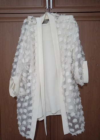 Krem Uzun Kürklü Kadın takim - Görsel 2