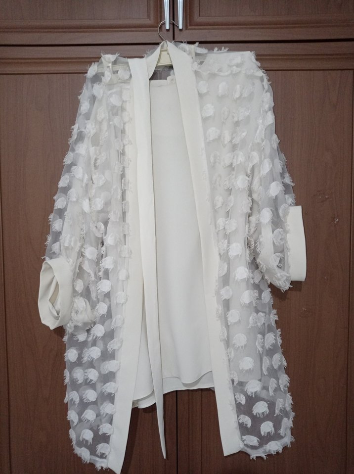 Krem Uzun Kürklü Kadın takim - Görsel 2