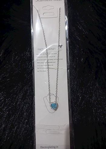 mavi Taşlı Zincir Detaylı Midi Kolye - Görsel 2