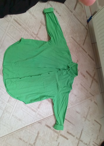 Yeşil Uzun Kollu Keten Gömlek - Görsel 4
