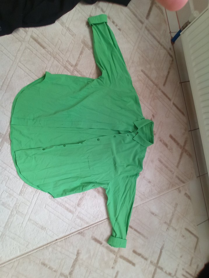 Yeşil Uzun Kollu Keten Gömlek - Görsel 4