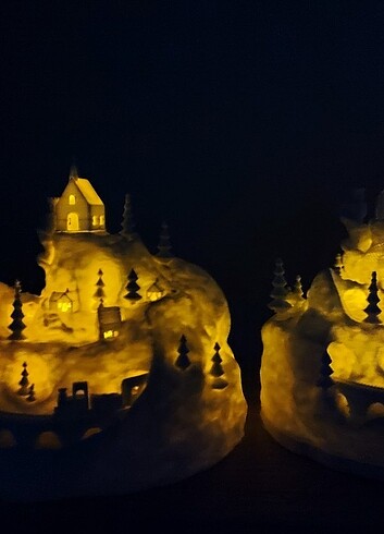 Noel Kış Köyü LED mum ile - Görsel 3