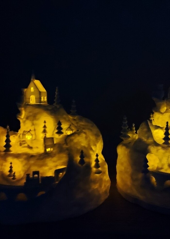 Noel Kış Köyü LED mum ile - Görsel 3