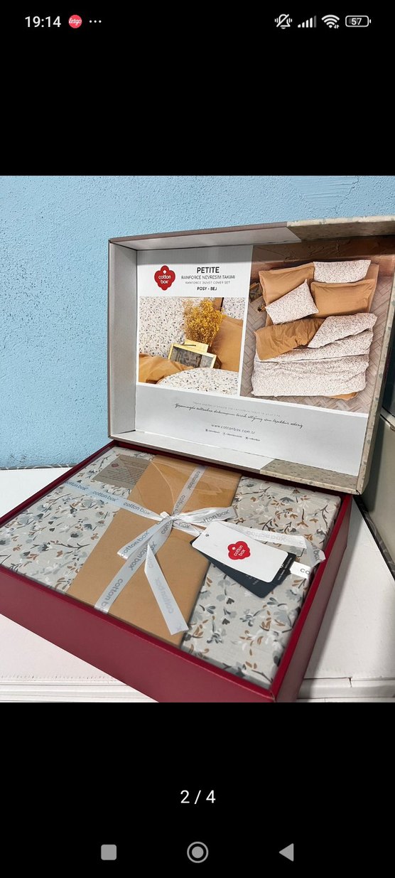 Bej ve Gri Desenli Nevresim Takımı - Görsel 2