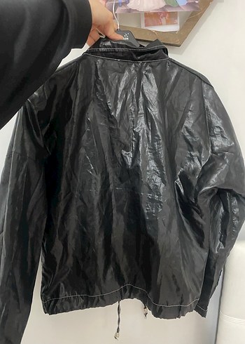 Düğmeli Siyah Deri Kadın Ceket - Görsel 5