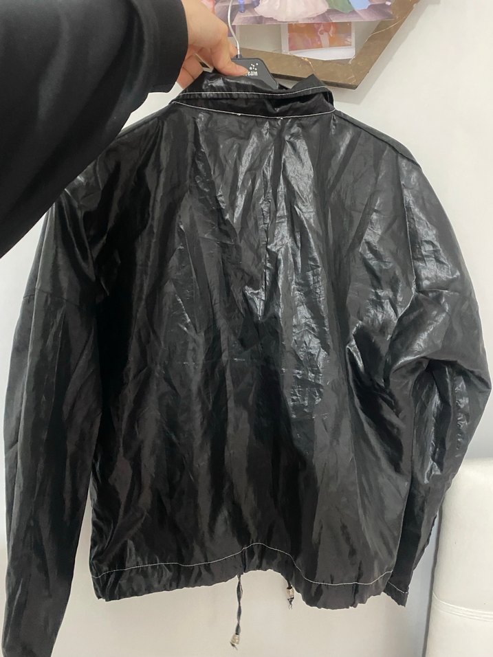 Düğmeli Siyah Deri Kadın Ceket - Görsel 5