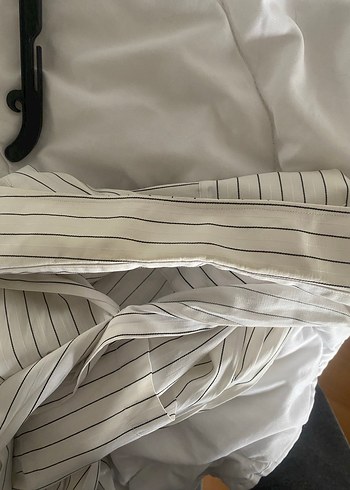 Çizgili Beyaz Erkek Keten Gömlek - Görsel 6