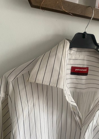 Çizgili Beyaz Erkek Keten Gömlek - Görsel 3