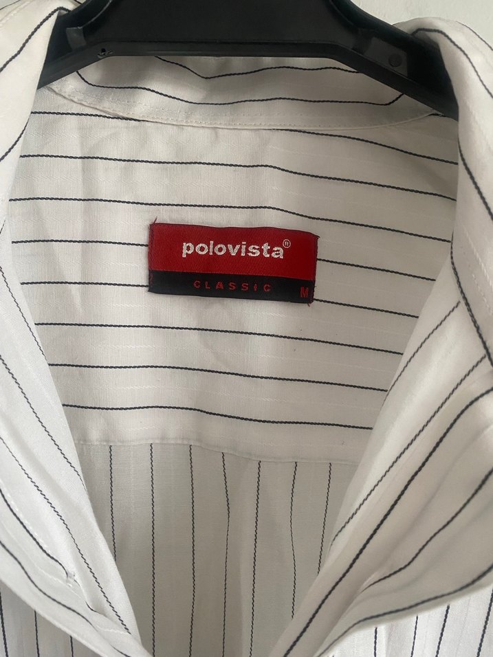 Çizgili Beyaz Erkek Keten Gömlek - Görsel 2